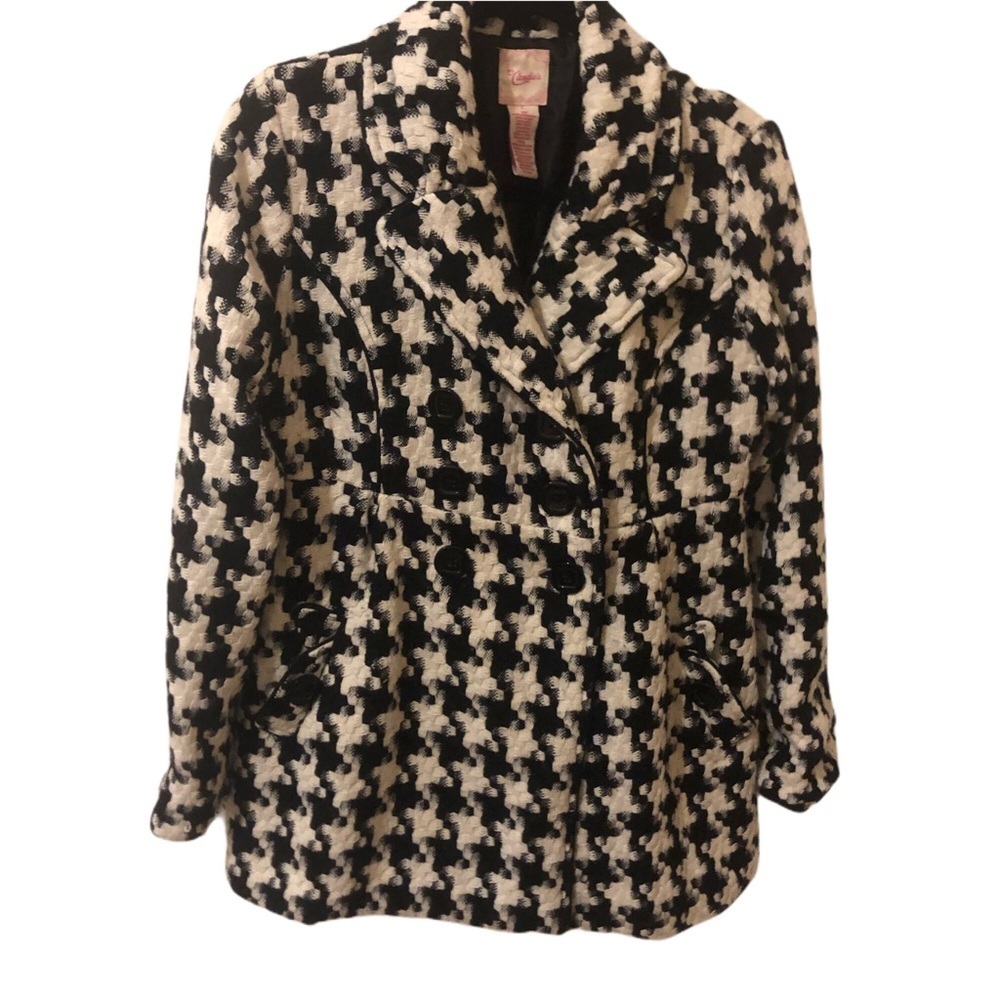 Vintage Candie’s Girl’s L Women’s XS Dress Coat Black and White Houndstooth